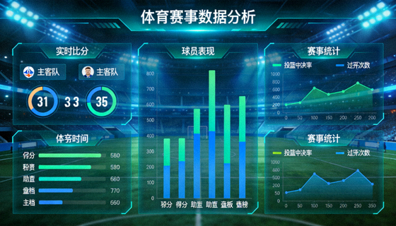 体育数据分析大屏与赛事统计可视化展示